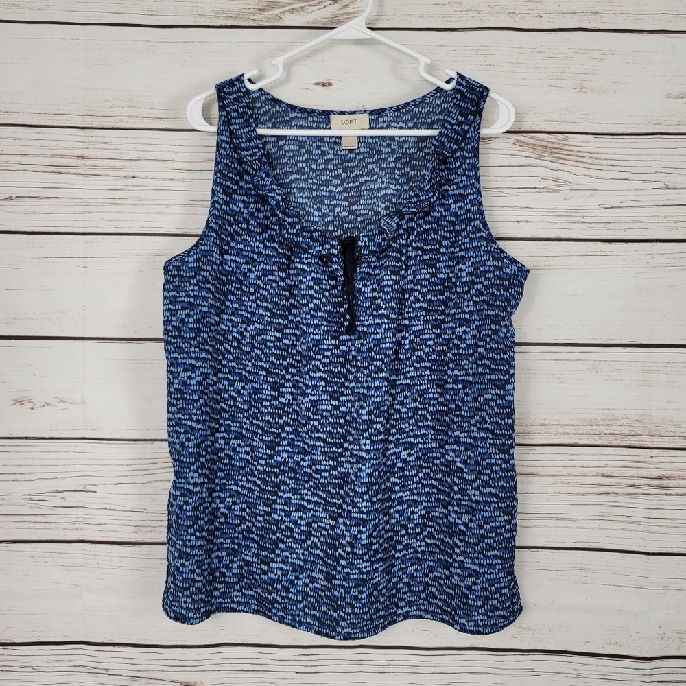 Loft | Sleeveless Ruffle Graphic Print Top - Picture 1 of 6